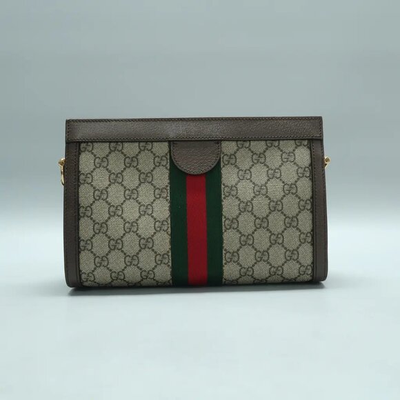 GUCCI Ophidia Chain Small Brown Canvas Shoulder Bag 1126-012225 - Picture 2 of 12